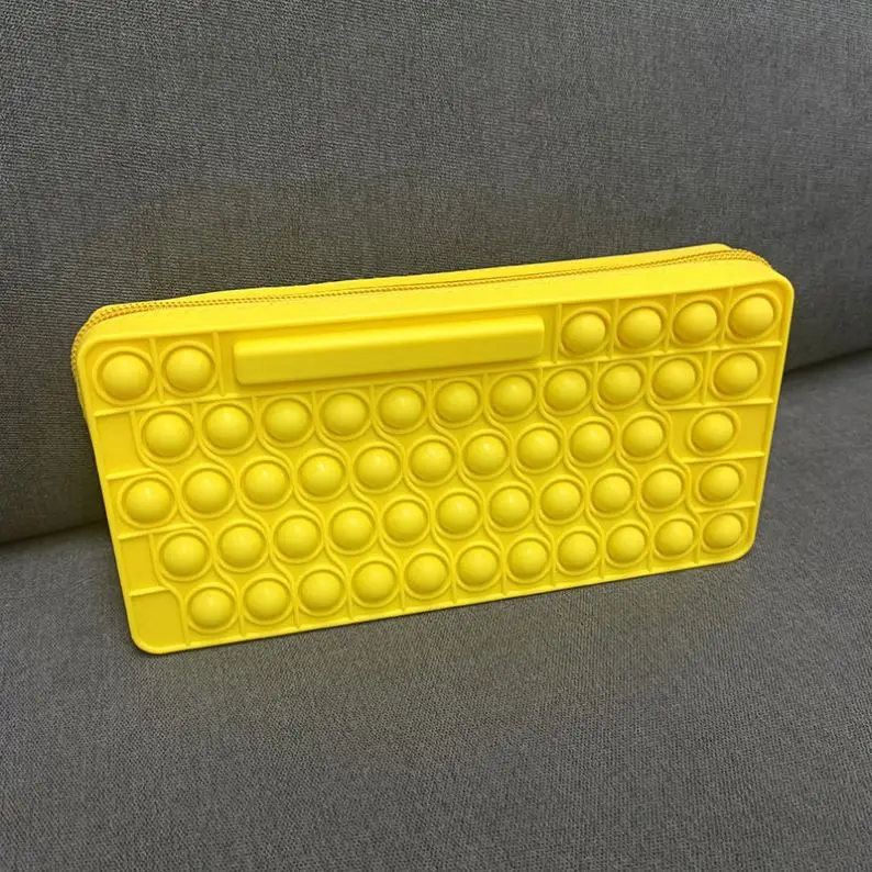 Amazon Hot Sale Stress Relief Sensory Big Silicone Pops Pencil Case New Pop Push Bubble  Pencils Pouch Squeeze Fidget Bags
