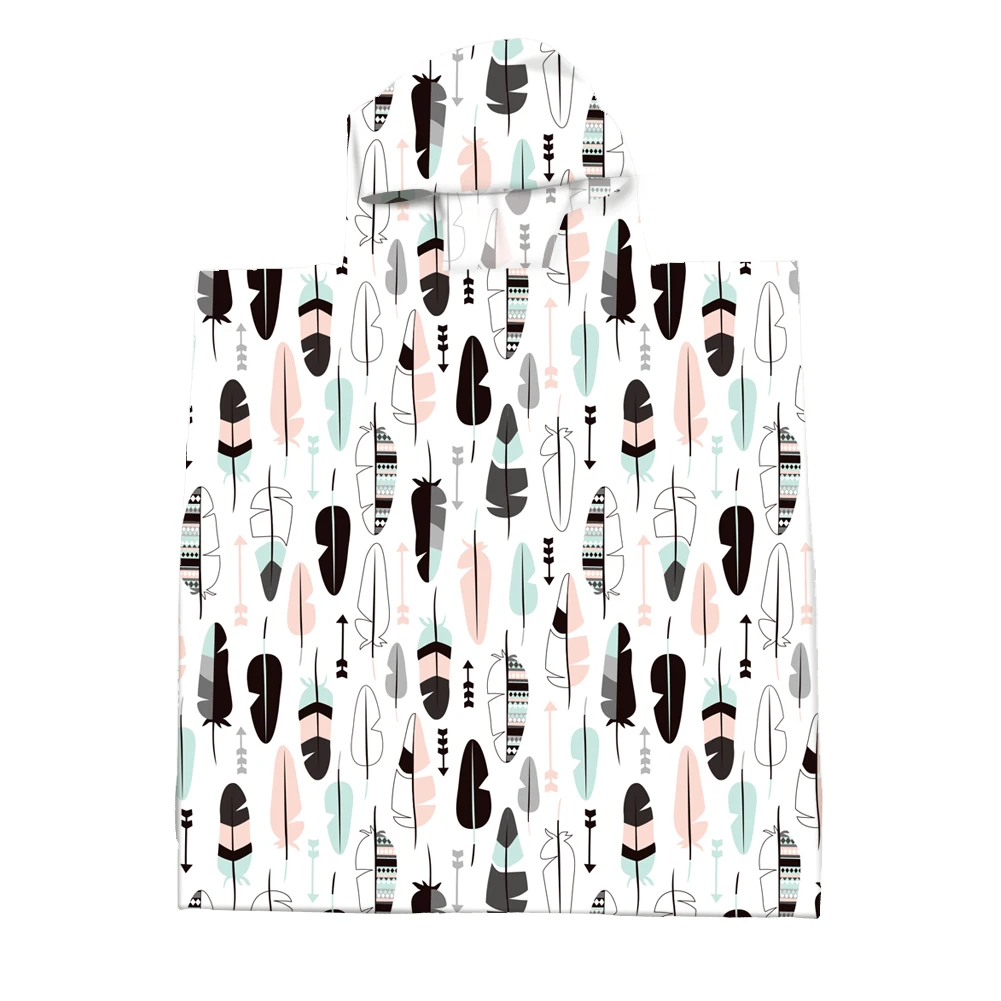 
100% Polyester Poncho Printed Kids Microfiber Hoodie Towel 