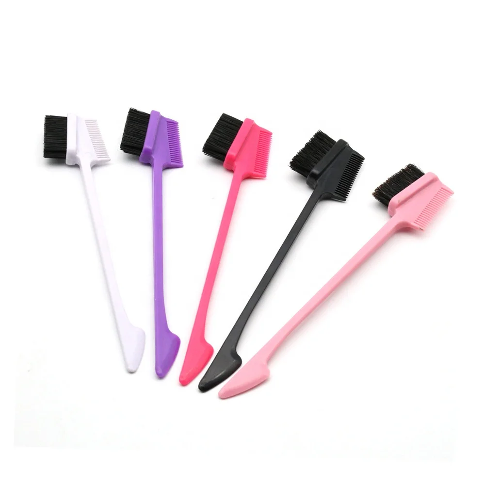 HEYAMO Free Sample Eye Brow Brush Custom Logo Dual Hair Comb Edge Control Brush Hairbrush Eyelash Brush