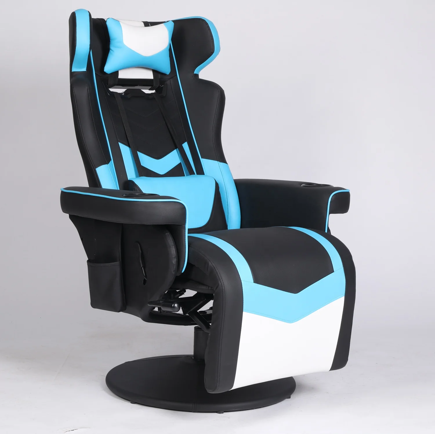 
Роскошный игровой стул с подстаканником, белый гоночный стиль, кожаное эргономичное сиденье, поворотное офисное игровое кресло с подставкой для ног 