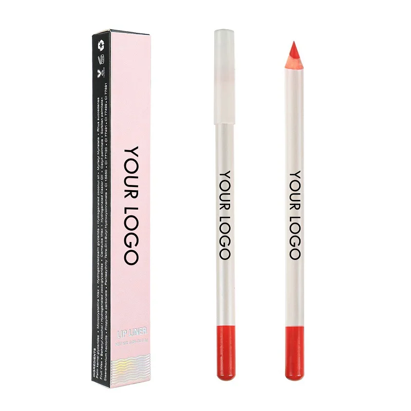 High Quality 10 Colors Matte White Lip Pencil Vegan Waterproof Lipliner Pencil Custom Logo