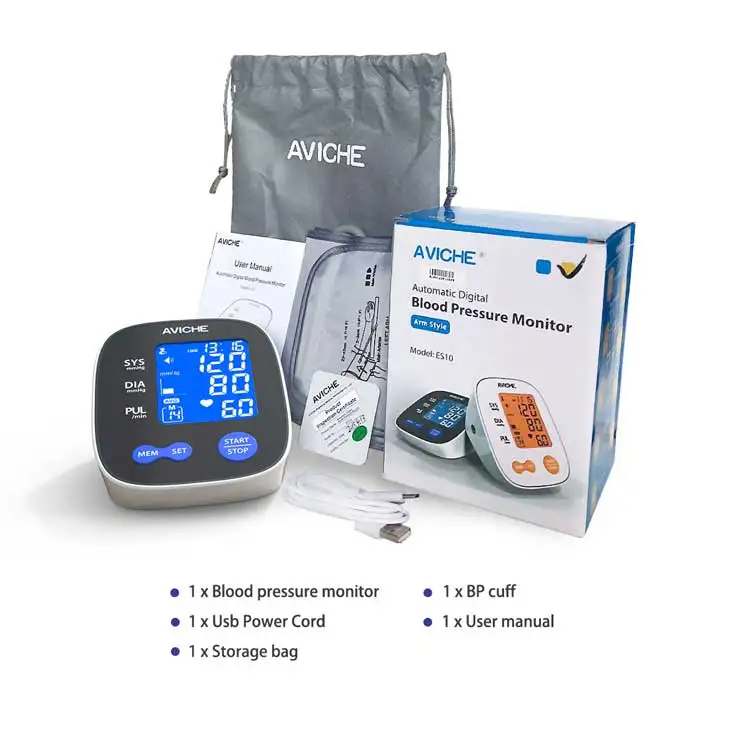 Upper Arm Digital Blood Pressure Monitor HD10 from AVICHE Hot Selling with USB Cheap Automatic BP Machine Electric Plastic Cuff