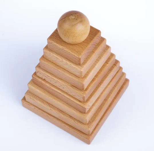 Wooden Ring Stacker Montessori Tower Toy Stacking Pyramid toy Children Birthday Gift