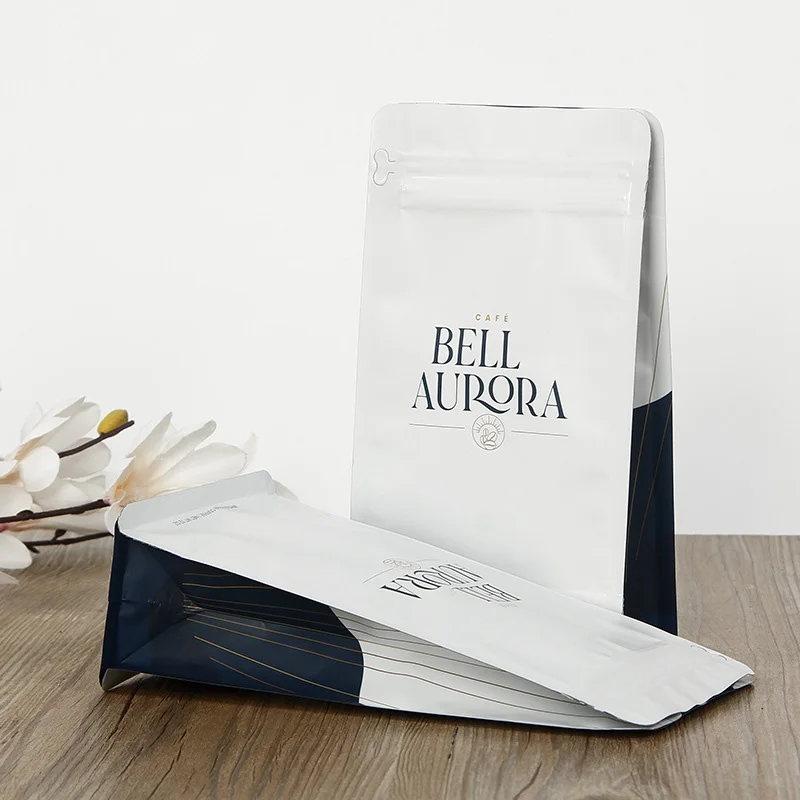 Custom Packing Pouch Biodegradable Craft Paper Roasted Nuts Whole Grain Rolled Oat Packaging Flat Bottom Coffee Bags