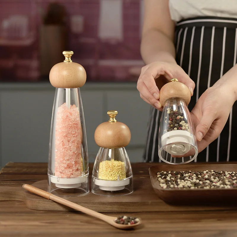 Factory Price Acrylic Pepper Grinder Salt Shakers Pepper Mill Adjustable For Pepper, Himalayan Salt