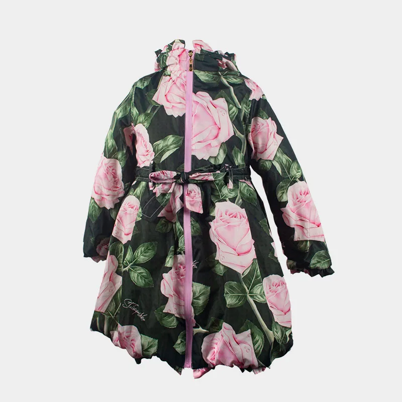 
Wholesale Hooded Casual Rose Flowers printing Jackets Winter Baby Girl Coats 