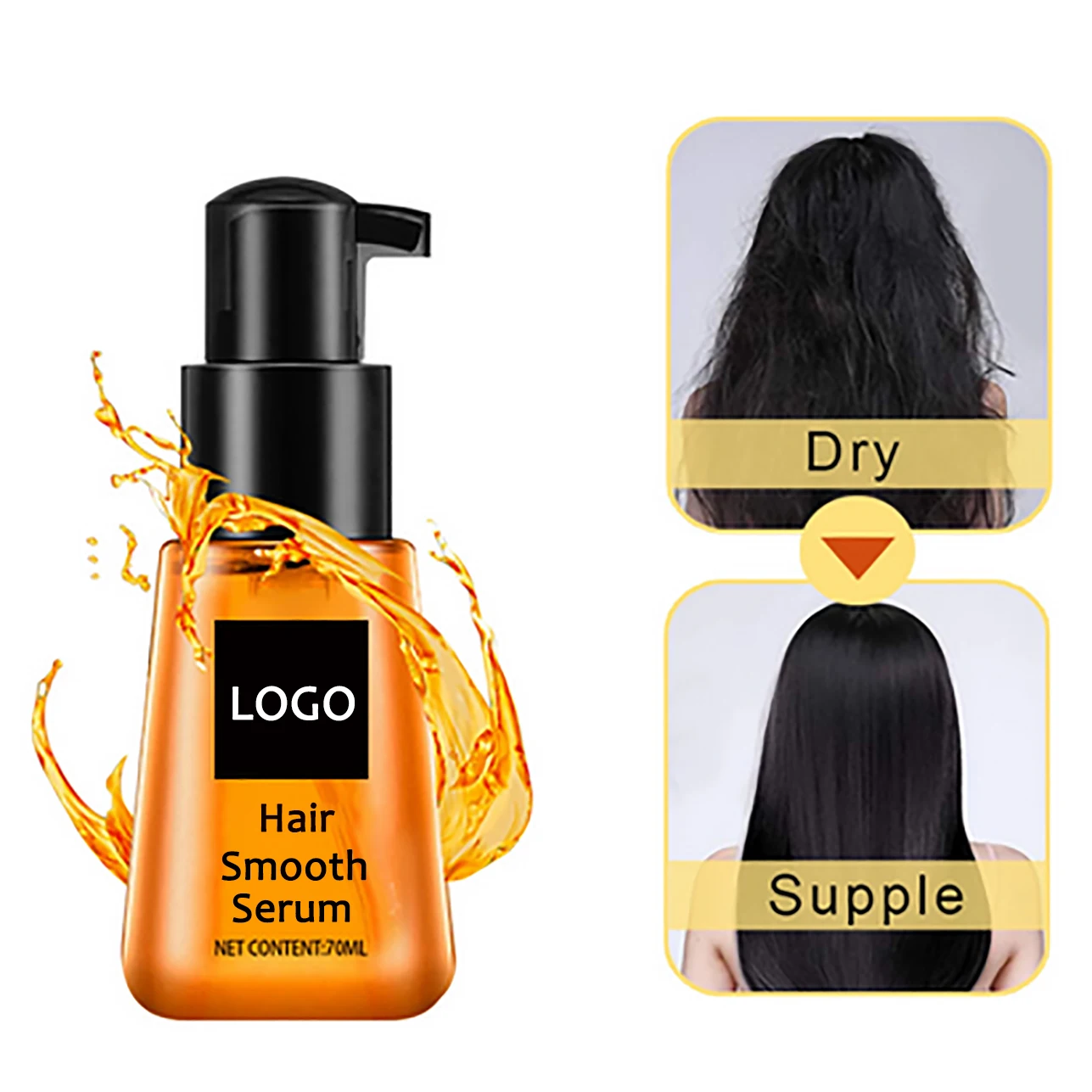 Private Label Natural Organic Coconut Oil Smoothing Anti Frizz Straightening Hair Serum Oil