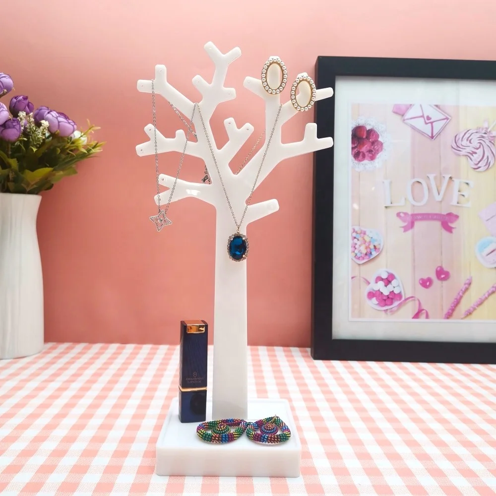 Белые серьги дисплей держатель дерево, серьги-гвоздики в форме акриловая стойка для демонстрации ювелирных изделий