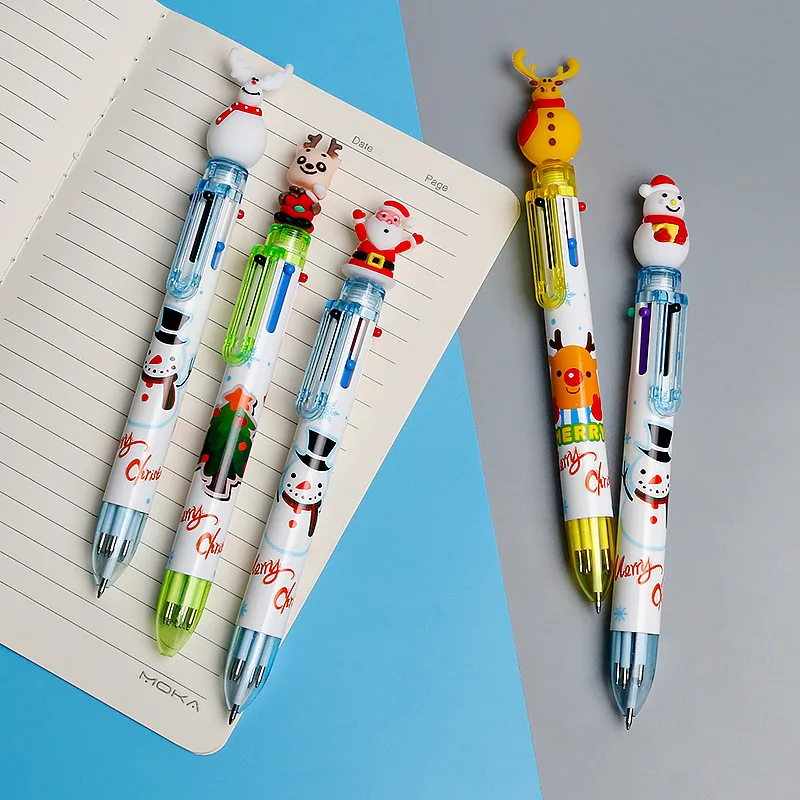 Christmas Gifts Prizes Santa Claus Snow Man Christmas Tree Elk 6 Colors Ballpoint Pen for Christmas Promotion Gift Pen