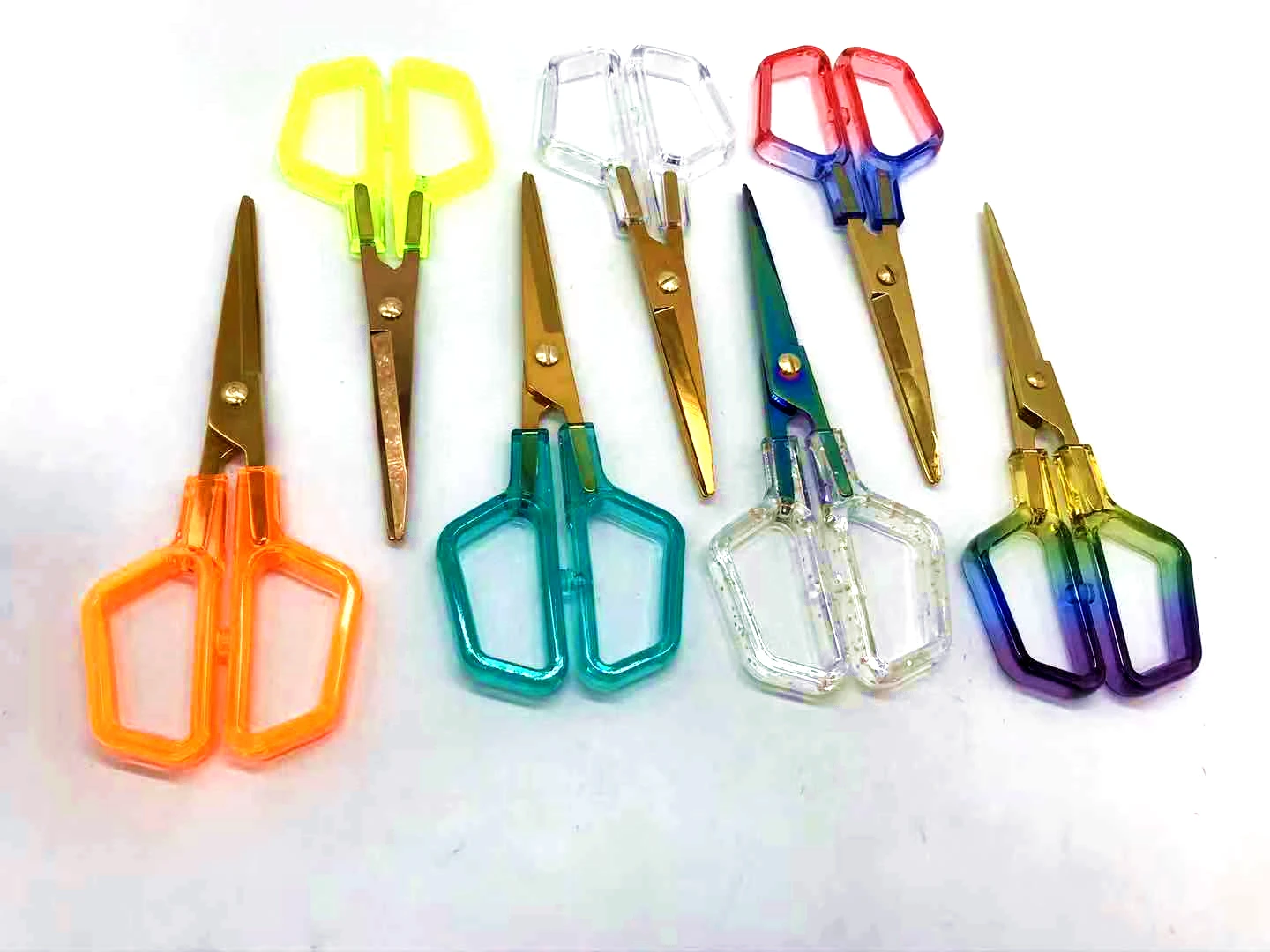 7-Inch Rose Gold Scissors with Orange Acrylic Handle and Stainless Steel Blade for DIY Embroidery and Fabric Paper Cutting