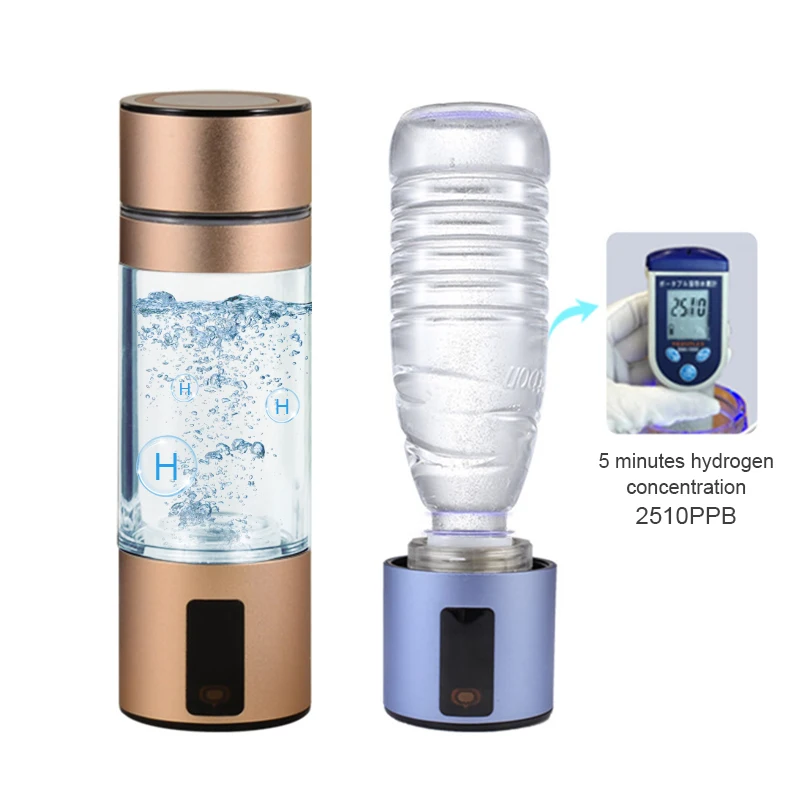 Portable Hydrogen Water Generator with SPE and Pem Technology Rechargeable Portable Glass Hydrogen Water Generator Bottle