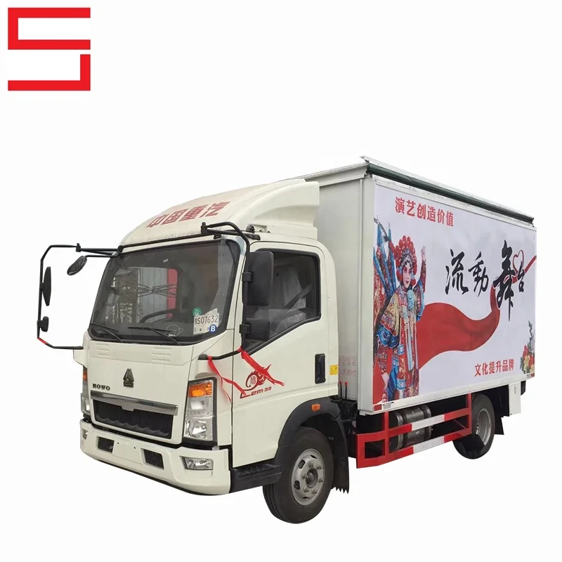 CHEAP SINOTRUK HOWO 4X2 VAN LIGHT STAGE TRUCK AD TRUCK