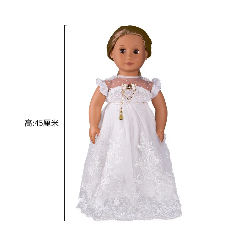 Free Sample 18 inch girl doll dress high quality doll clothes wedding dress
