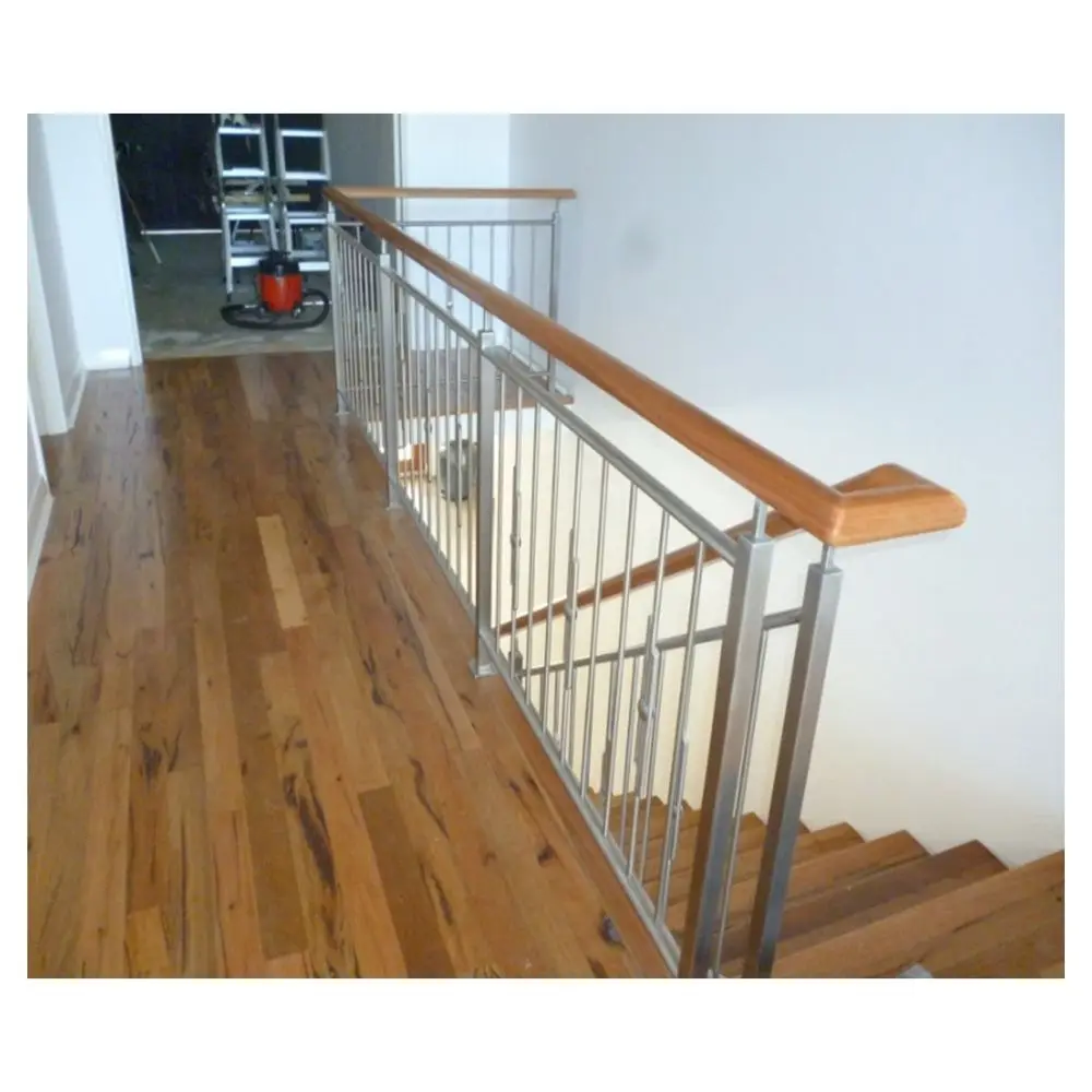 ACE Hot Terrace Railing Balcony Outdoor Stainless Steel Tube Staircase Railing Balustrades Tube Railing with Wood Handrail