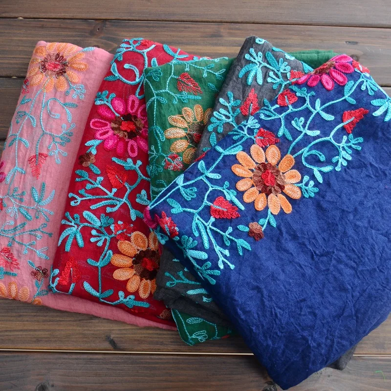 
Wholesale Multifunction Indian Nepal Cotton Embroidery Edge Scarf Shawl For Women 