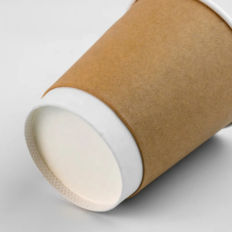 8oz 12oz 16oz Custom Logo Disposable Hollow Wall Paper Coffee Cups with Lids