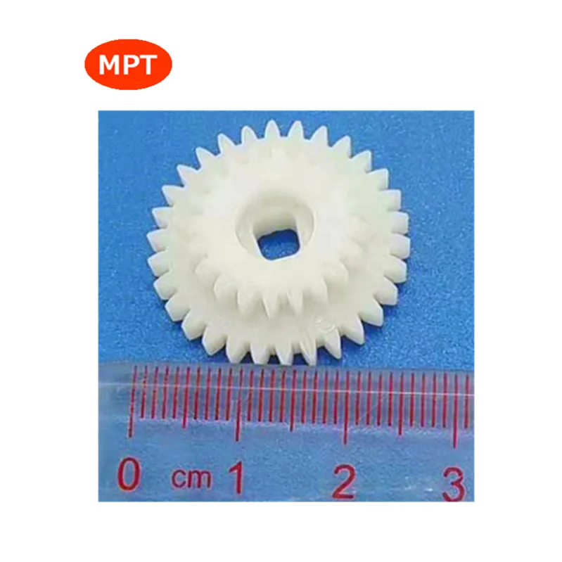Making plastic bilayer gears injection molding high quality with helical and spur gear teeth in dongguan factory