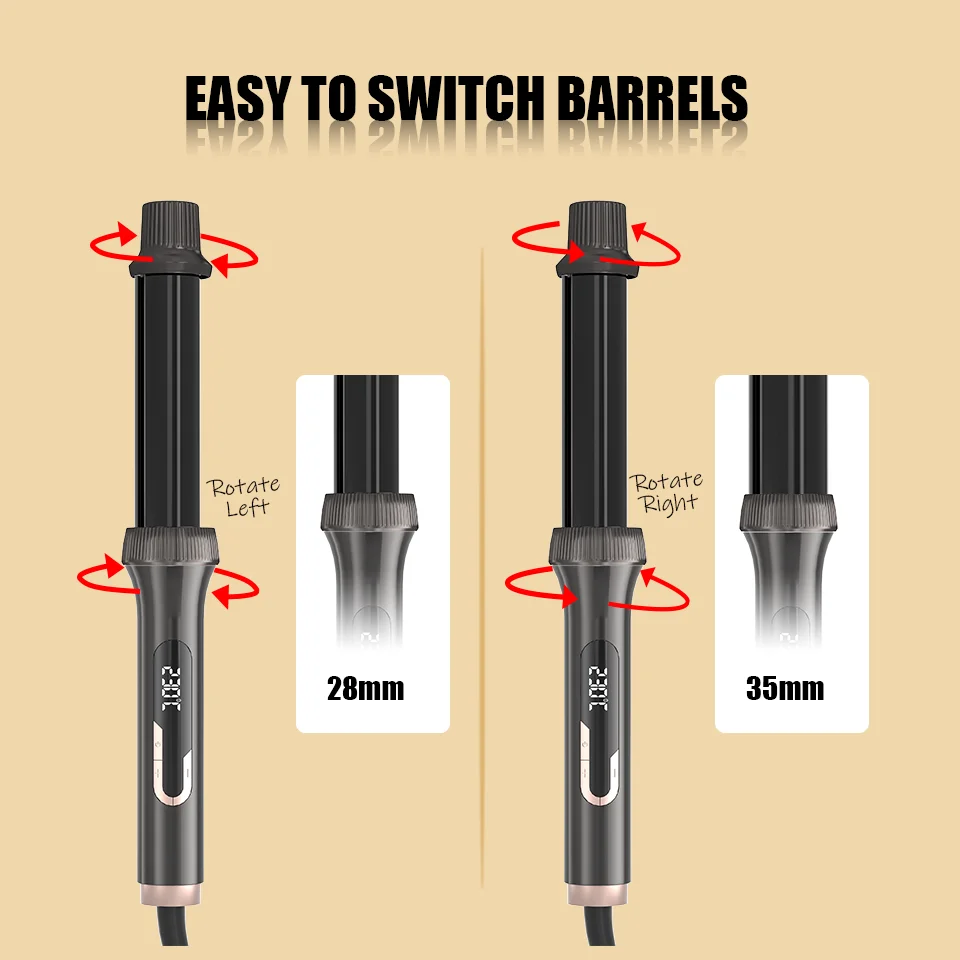 Customized Iron Hair Curler Wave  Adjustable Temperature Ceramic Magic Air Hair Curlers With Lcd Display