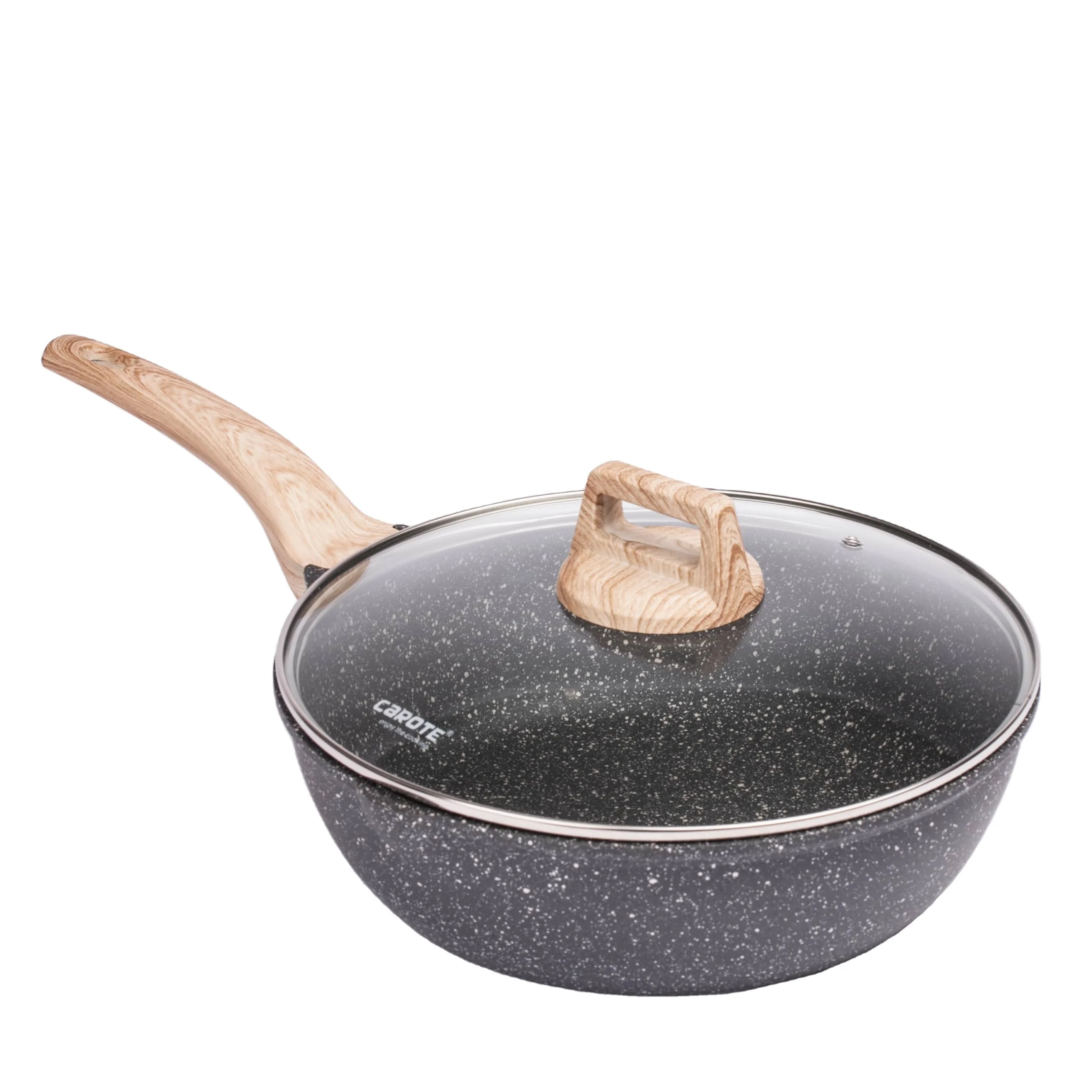 Carote 28Cm Kitchen Aluminum Fry Cooking Pan Nonstick Cookware Deep Frying Pan With Lid