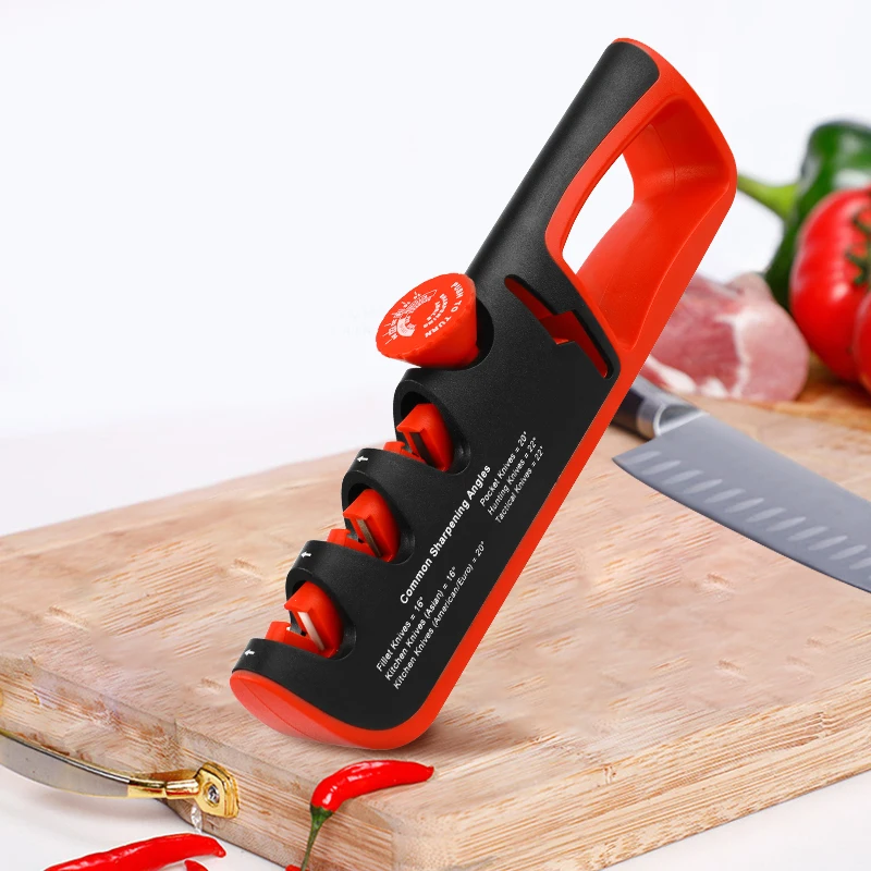Wholesale Diamond 4-in-1 Kitchen Knife Accessories 3-Stage Manual Kitchen Knife Sharpeners