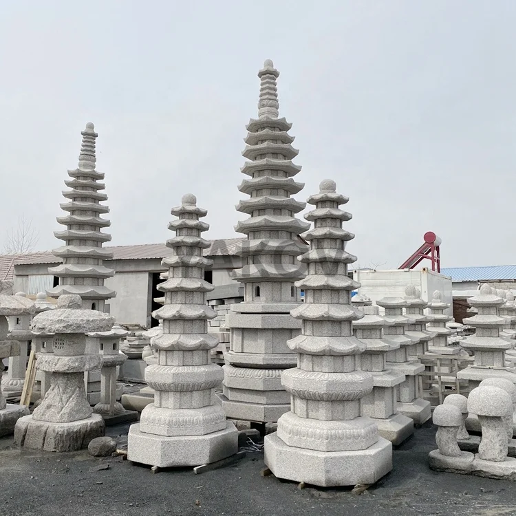 outdoor garden decoration Korean style rusty yellow granite stone lantern pagoda