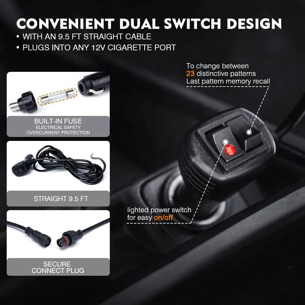 18 Modes Flashing Patterns White Red Dual Color Emergency Hazard Safety Warning Traffic Light  for Ambulance Vehicles Fire Truck