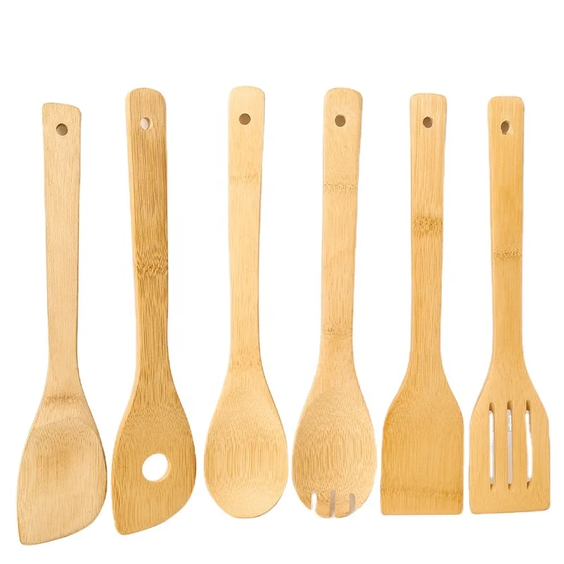 Fast Ship Healthy Custom Logo Non-stick Pan Kitchen Wood Cookware Set With Hanging Holes 6 pieces a set