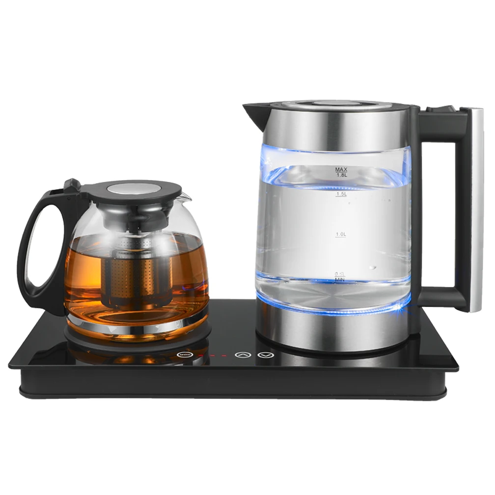 Turkish Tea Maker Customized Double Electric Kettle Glass Teapot Set  Electric Tea Kettle Glass Teapot Combination