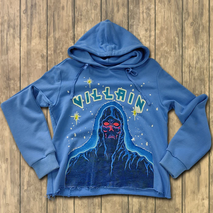 huili factory wholesale cut edge mens french terry hoodie custom graphic printed cropped hoodie men raw hem hoodie