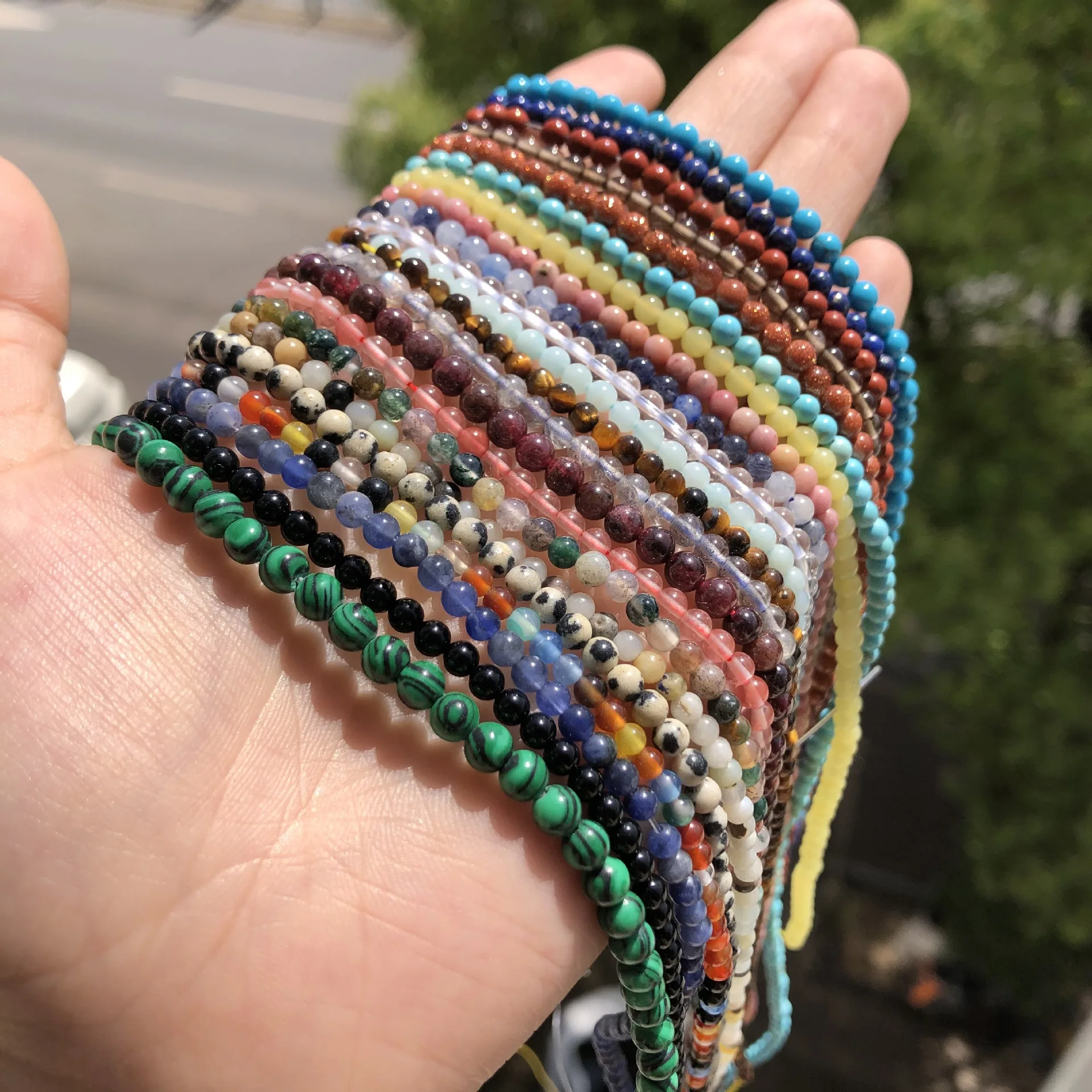 2/3mm Round Natural Stone Beads Amethyst Agate Tiger Eye Gemstone Turquoise Beads Diy For Jewelry Necklace Bracelet Making