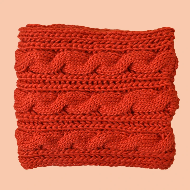 Winter Scarf  Hot sale New Fashion Knitted Plush Scarf Solid Wholesale warm thick headscarf Knitted Neck Scarf