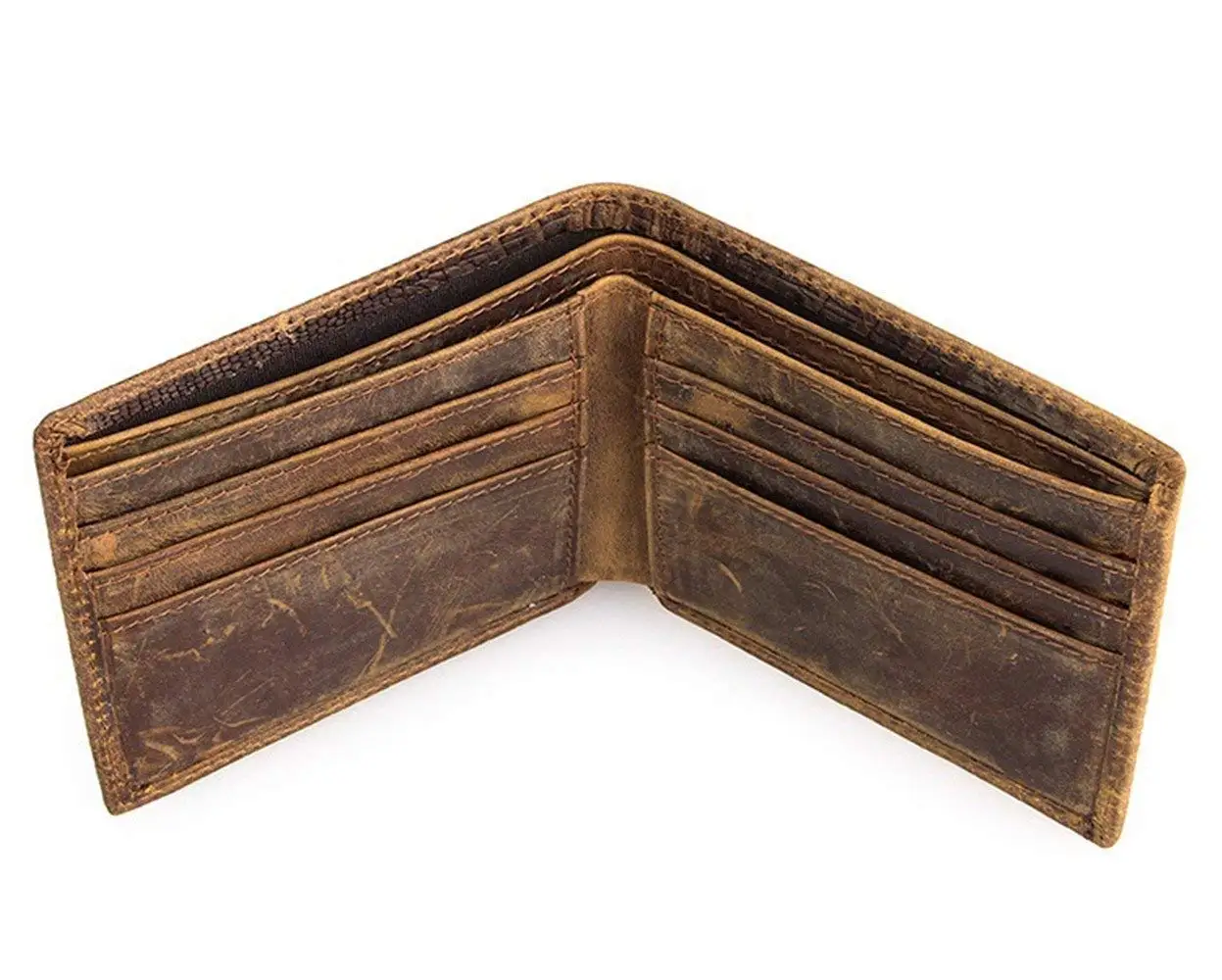 Wholesale Luxury Vintage Brown Wallet Men Bifold Slim Wallet Minimalist Leather With Coin Pocket