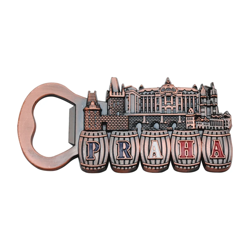 Antique Finished Metal Custom Prague Castle Souvenir Fridge Magnet for tourism Souvenir