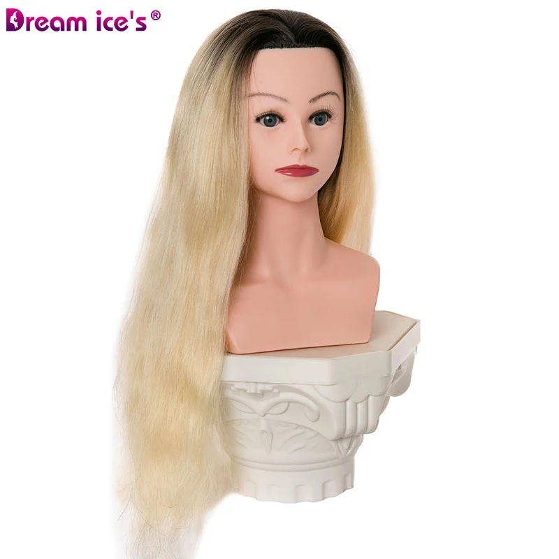 Dream. Ледяные волосы 60-70 см 100% человеческие Цвет парикмахерский манекен голова блонд 1 шт. китайские