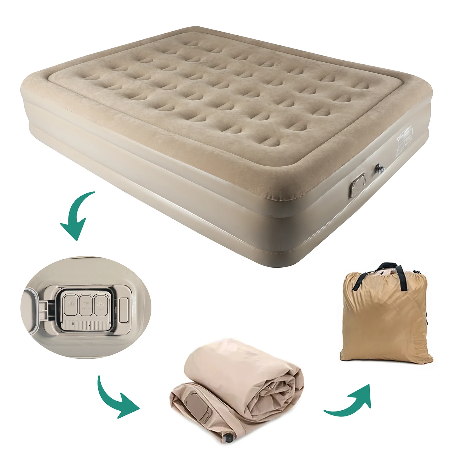 Portable Folding with carry bag Rechargeable Air Mattress Built in Pump Twin Size Outdoor Camping Hiking Inflatable Bed