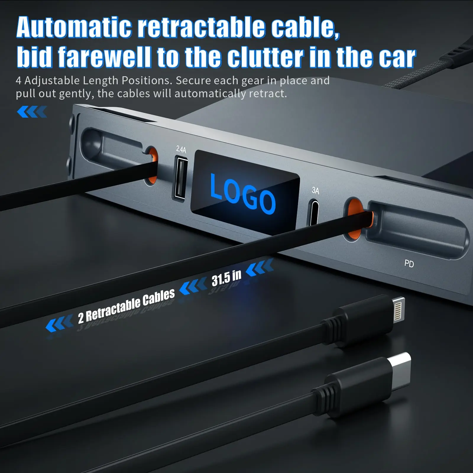 Docking Station Center Console USB Hub for Tesla Model 3 Model Y 2021 2022 2023 20204 with Retractable Fast Charging Cable