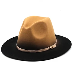 Aotemao New fashion polyester/cotton unisex wide brim felt fedora panama ladies custom womens ombre fedora hats
