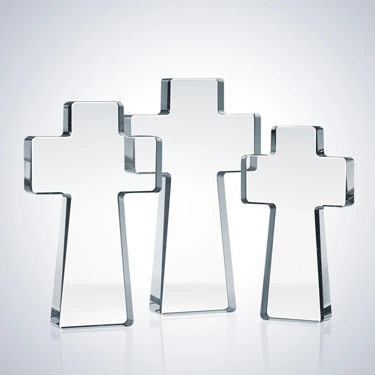 christian gift Crystal cross standing for Religious decoration