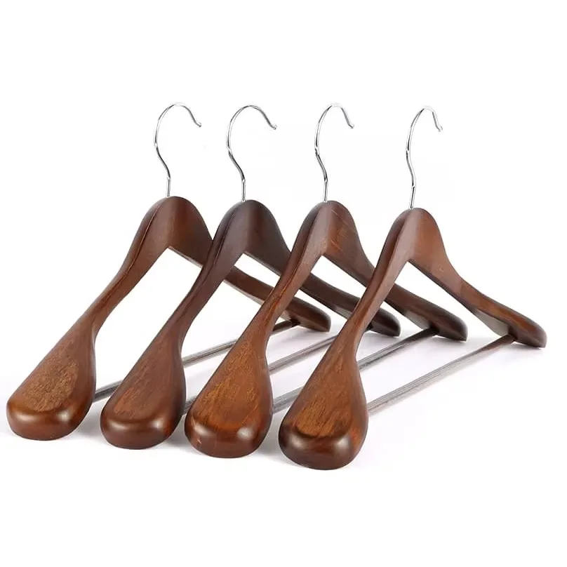 2024 Wholesale sample free  custom logo luxury wooden suit coat  hanger in stock for wholesale