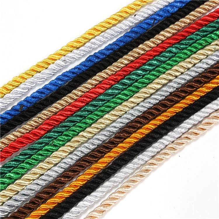 
 Wholesale Polyester Three-Strand Twisted Rope Gift Bag Colorful Color Portable Rope Hand-Carrying Aircraft Buckle Rope  