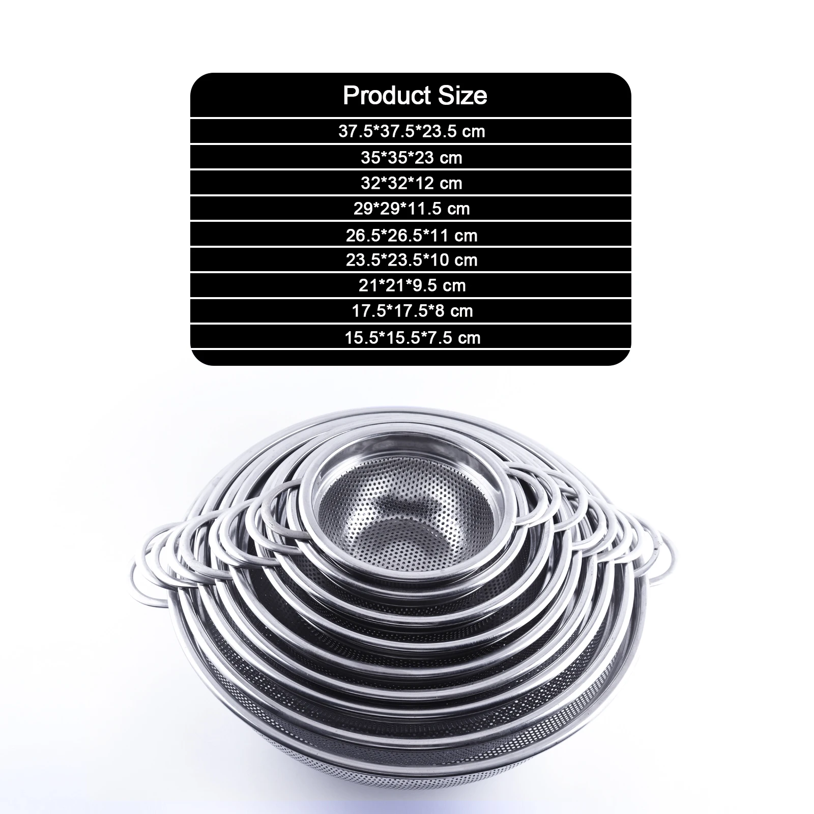 Punching Hole Basket with Double Ears Perforated Strainer Stainless Steel Colanders & Strainers Kitchen Filter Basket All-season