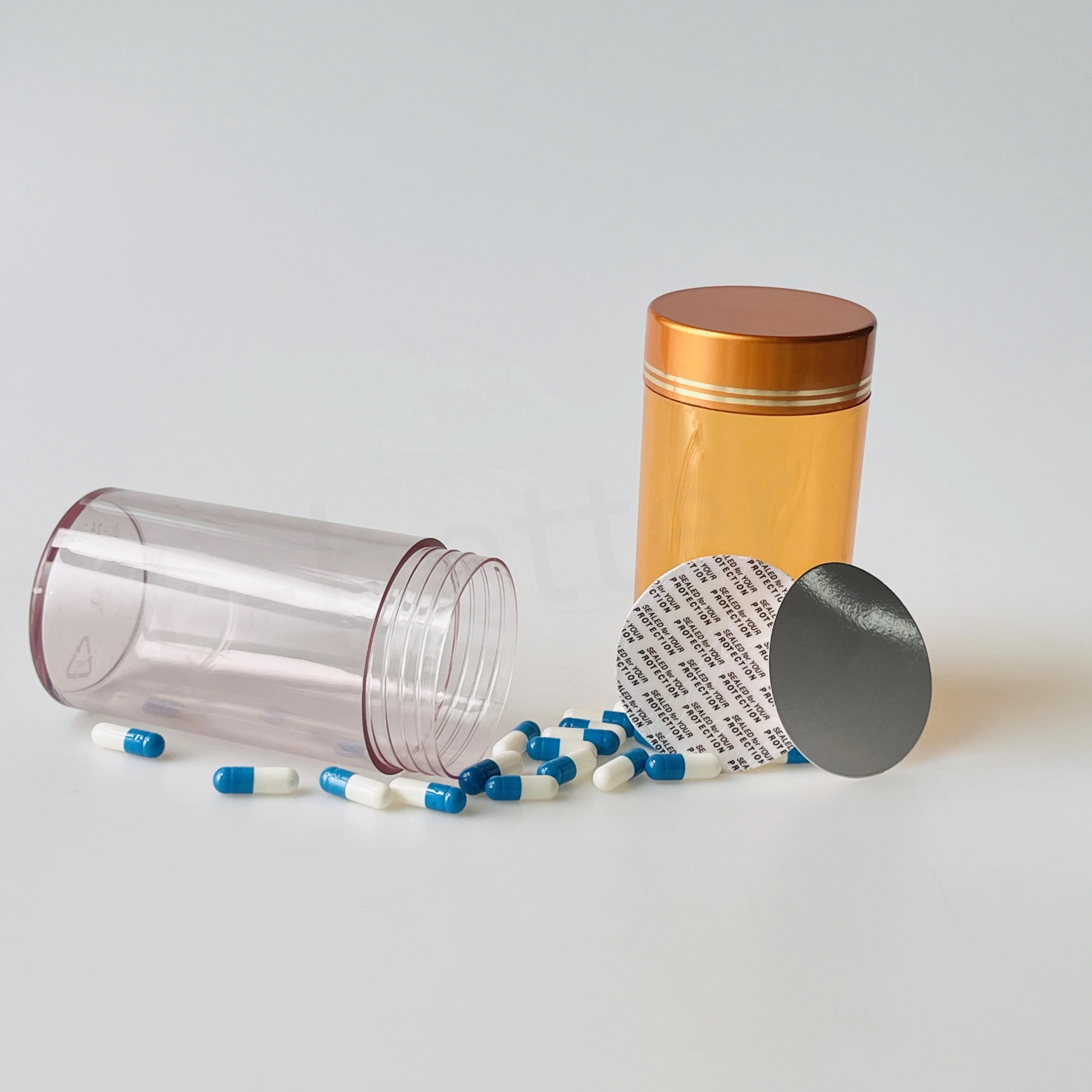 E-better Black /White 150CC 150ML Mini Capsule Packaging 200ml Pet Supplement Jar with Foil Seal For 60 pcs Vitamin