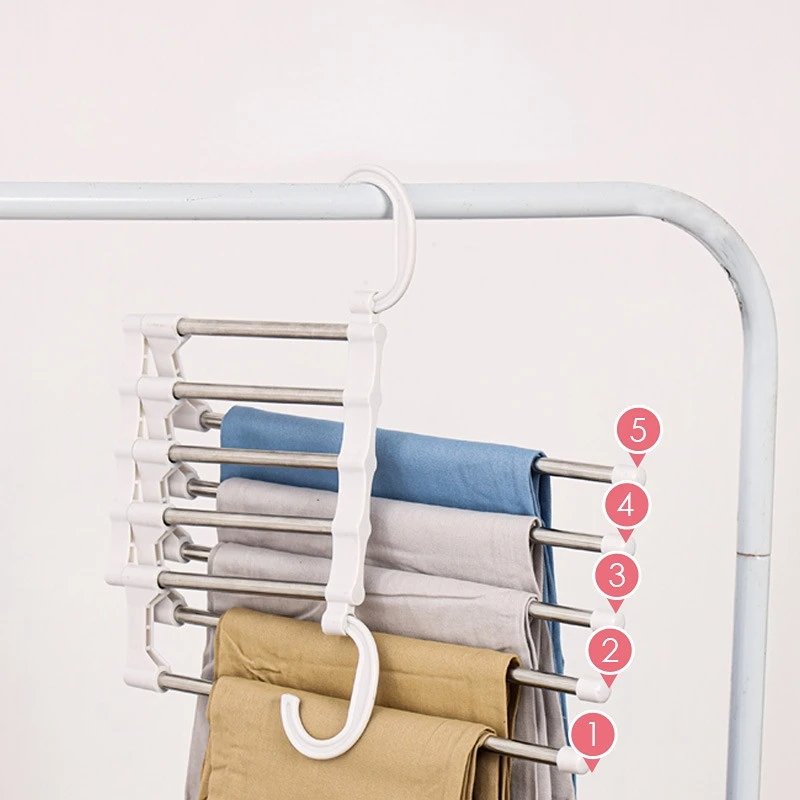 Multifunctional Hanger Folding Pants Storage Rack Clothes Organizer Hangers Save Wardrobe Space Bedroom Closets Organizer