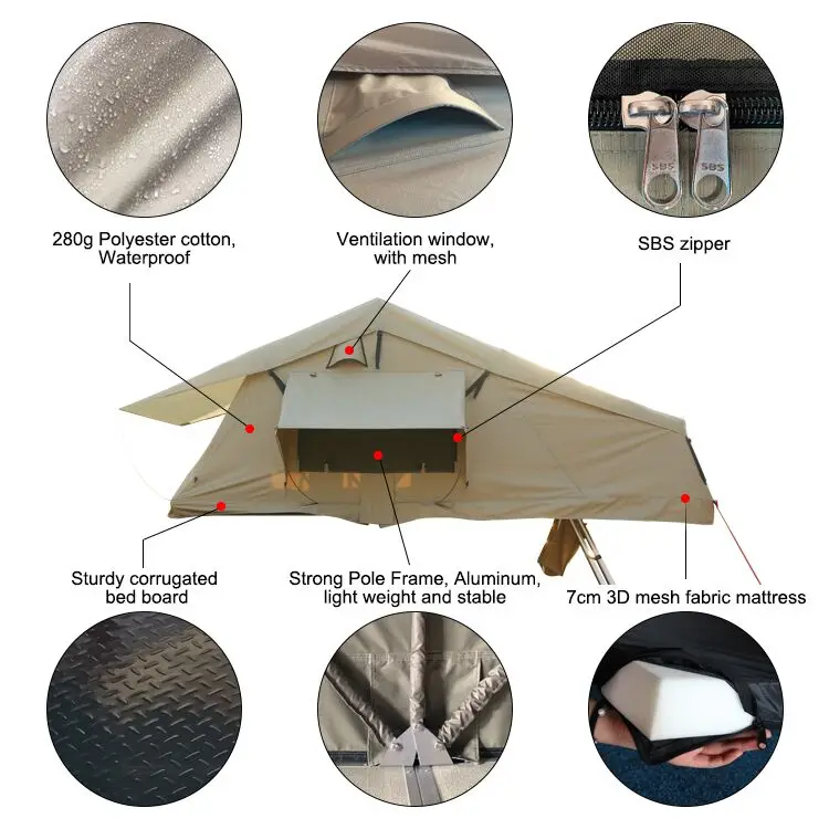 Car roof tent self-drive two-person car side tent with rear enclosure soft top car tent no pitch speed open outdoor camping