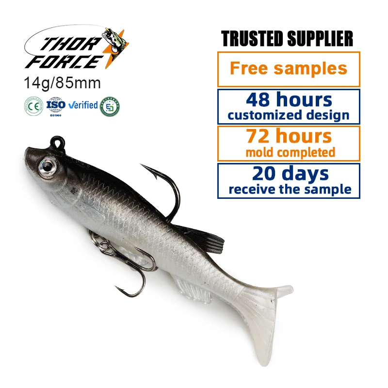 THORFORCE 14g/80mm Pesca Soft Swimbait Fishing Lures Sinking Swim Bait for Saltwater Freshwater Bass Trout Crappie