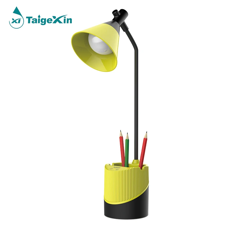 Luxury Decorative Adjustable Gooseneck Tube  Rechargeable LED Table Lamp Study Lamp Reading Desk Lamp With Pen Holder