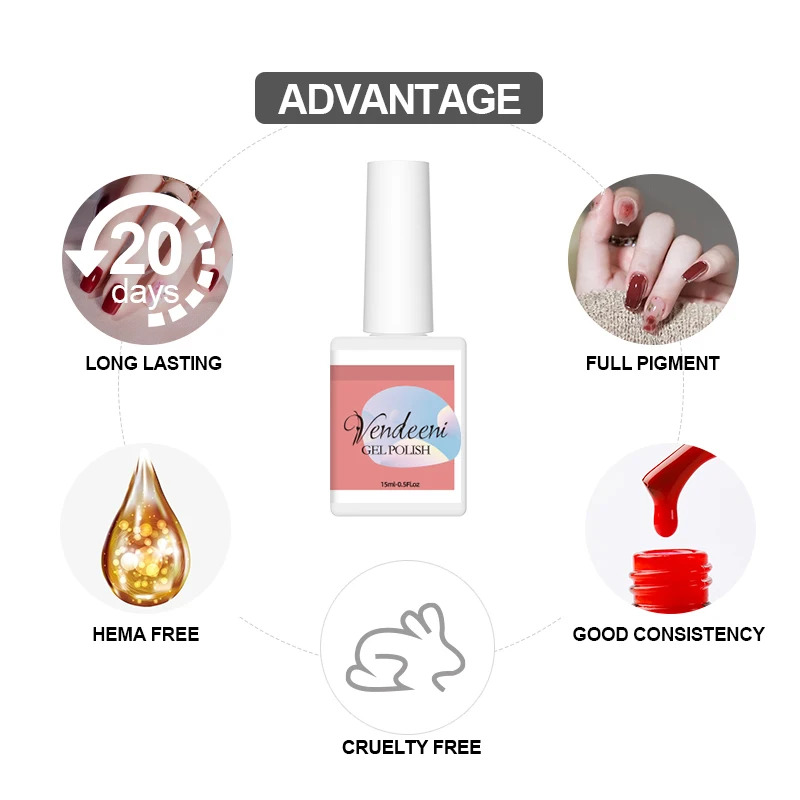 Vendeeni Summer Collection Translucent Non Toxic Clear Jelly Nail Suppliers Gel Polish Private Label