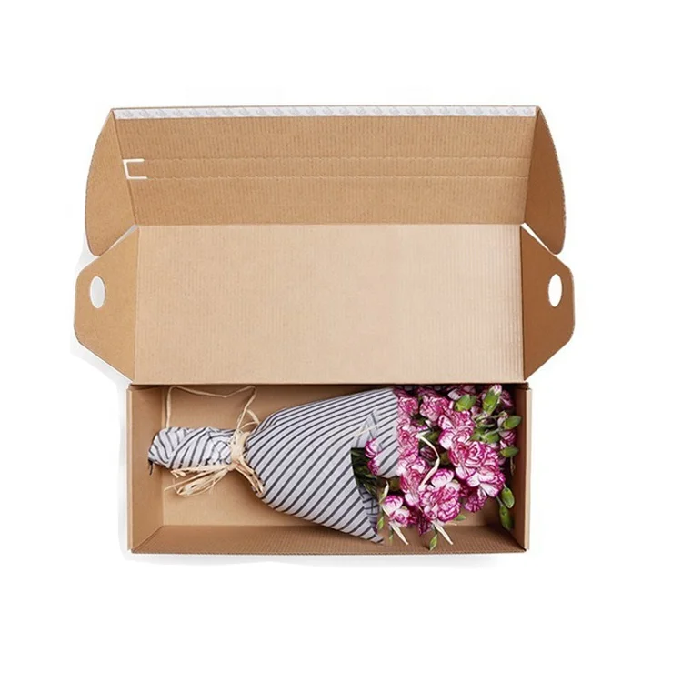 custom printed flower rose gift packaging box corrugated cardboard delivery box folding flower long shipping boxes