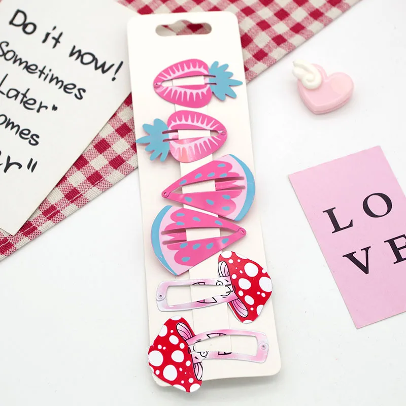 Korean print cute children hairpin girls paint princess cartoon bb clip fruit Hairgrips Baby hair accessories set