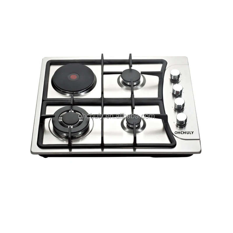 CE Approval Stainless Steel Gas Cooktop Ceramic Gas Hob 3 Burner  And 1 ceramic Built in Gas Cooking Stove